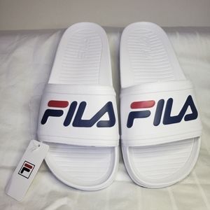 New White FILA slides sandals